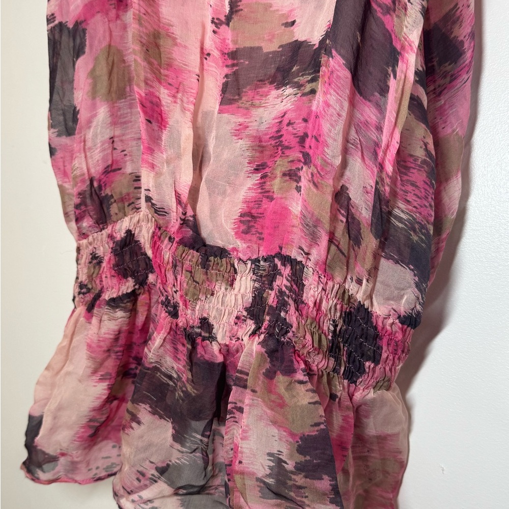 Vintage Forever 21 Pink and Black Ruffled Blouse‎ - Picture 4 of 6